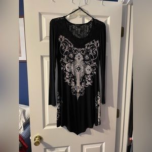 Long sleeve black with rhinestones dress